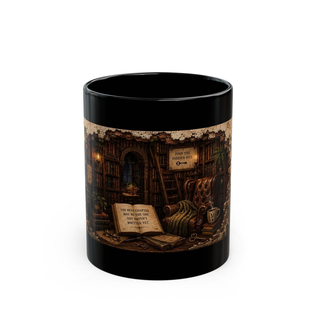 Hidden Library Never to Many Books Black Mug (11oz, 15oz)