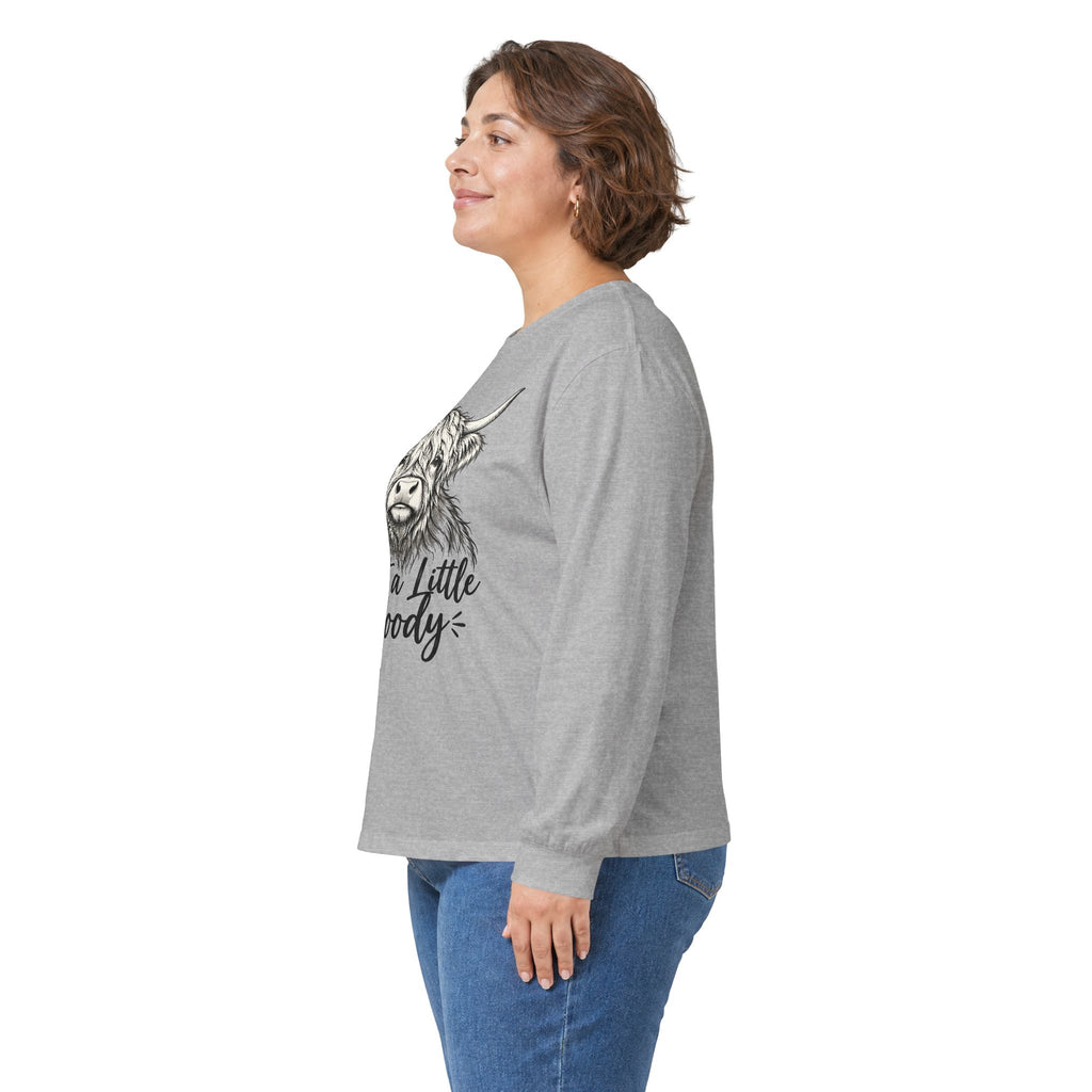 Just a Little Moody Highland Cow Long Sleeve Tee