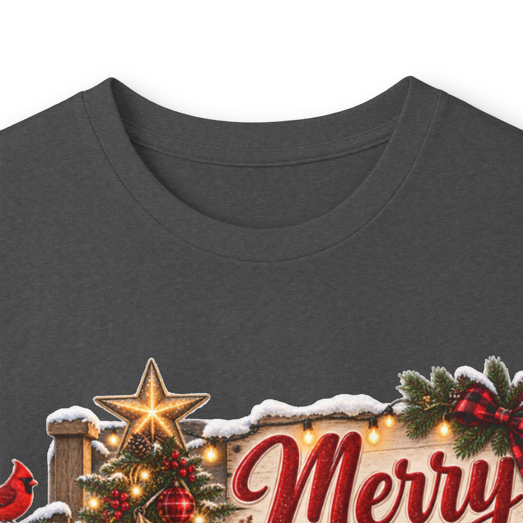 Christmas Graphic Long Sleeve Tee - "Merry & Bright" Holiday Shirt