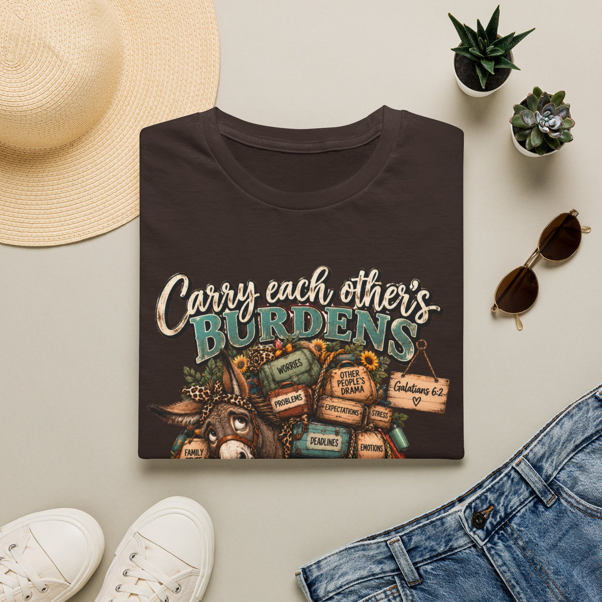 Carry Each Other's Burdens T-Shirt — Christian Encouragement Tee (Galatians 6:2)