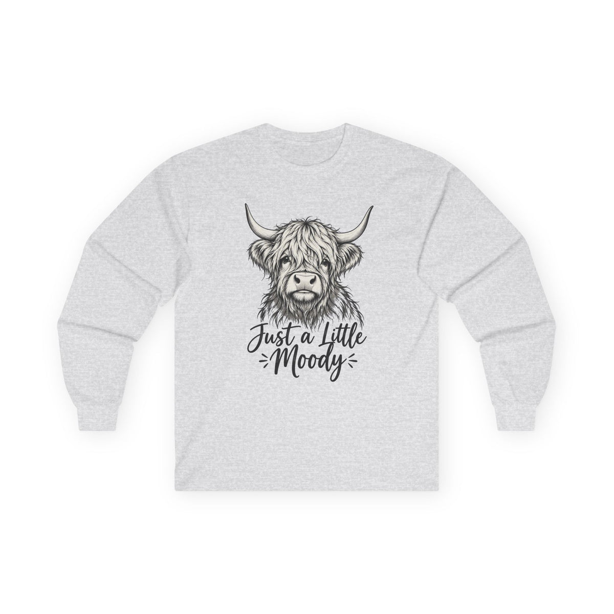 Just a Little Moody Highland Cow Long Sleeve Tee