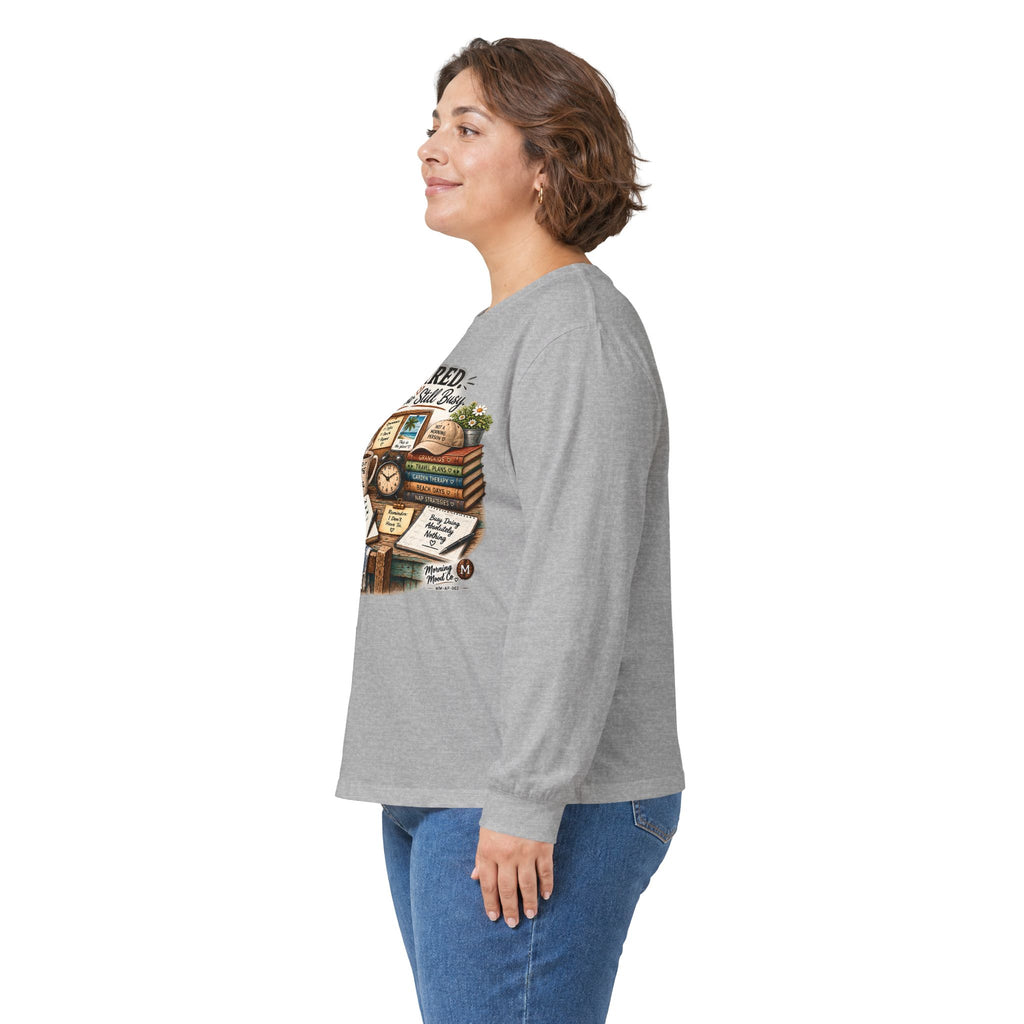 Retired But Still Busy Long Sleeve Tee – Retirement Gifts for Book Lovers