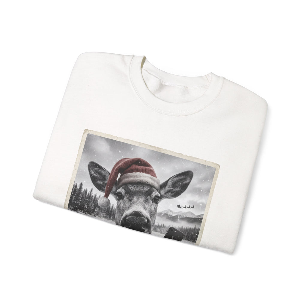 Realistic Christmas Reindeer Portrait Sweatshirt | Nostalgic Holiday Design