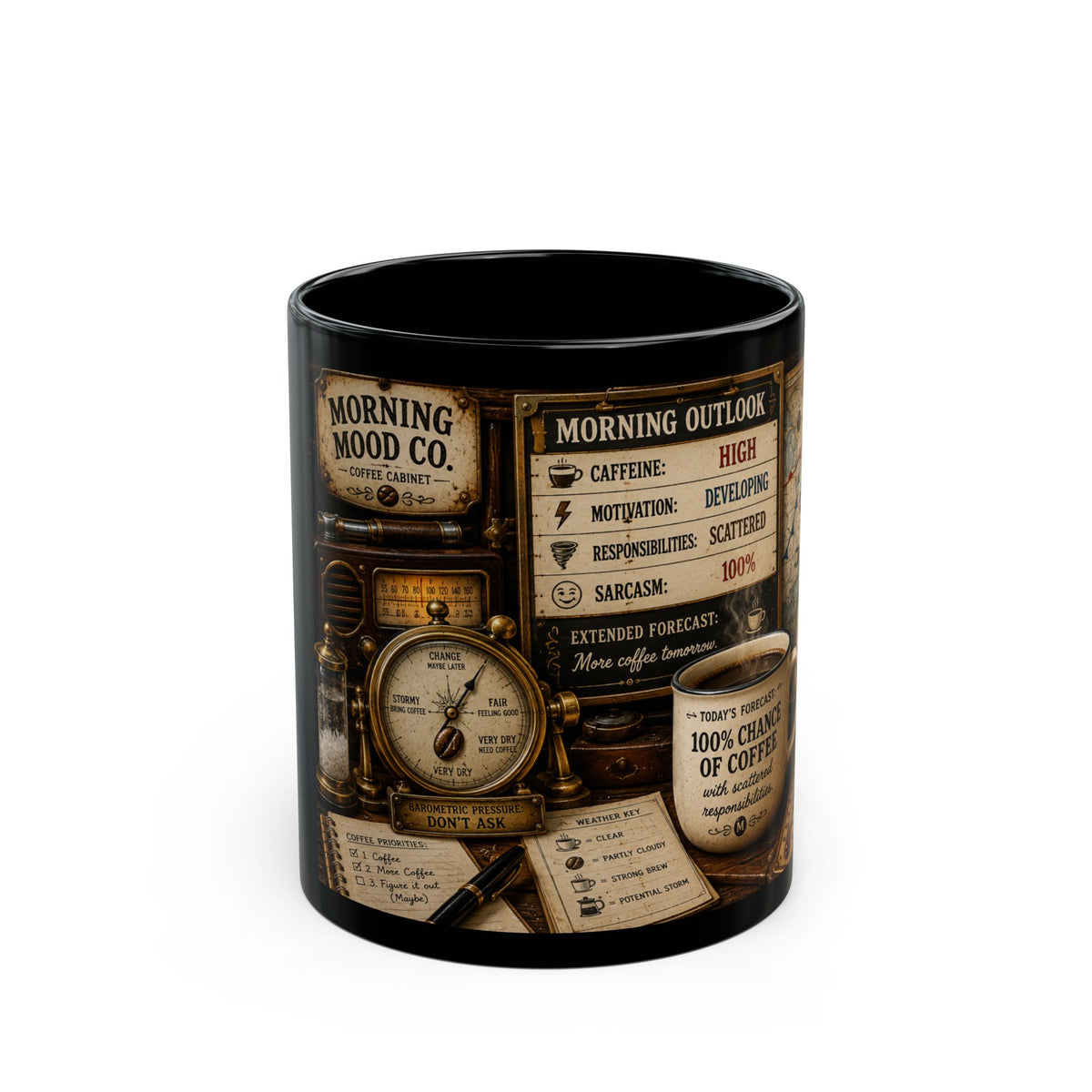 Vintage Coffee Weathermap Mug — Morning Mood Co. Steampunk Coffee Lover Gift (11oz & 15oz)