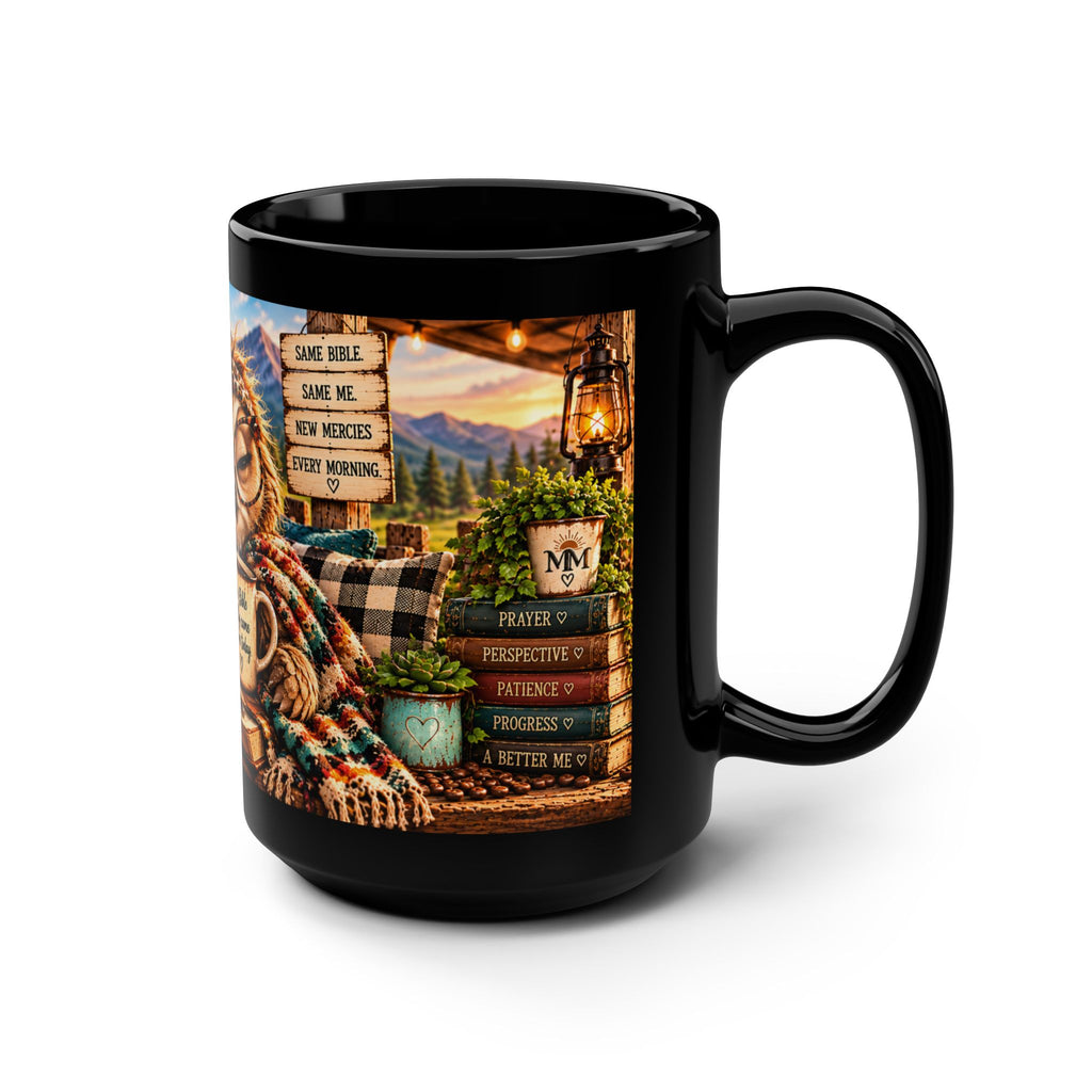 How Long Will You Lie There Owl Black Mug, 15oz