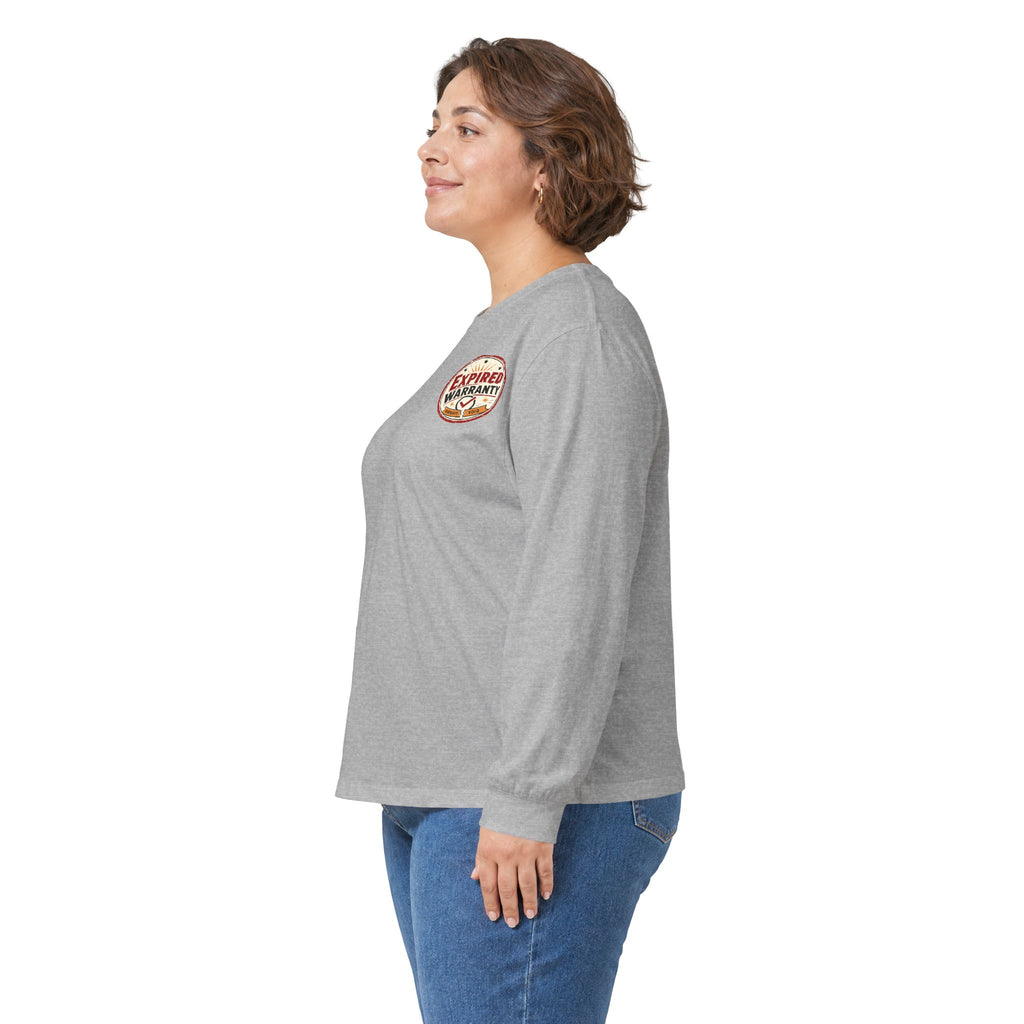 Expired Warranty Long Sleeve Tee — "Expired Warranty Still Runs on Attitude" Vintage Graphic