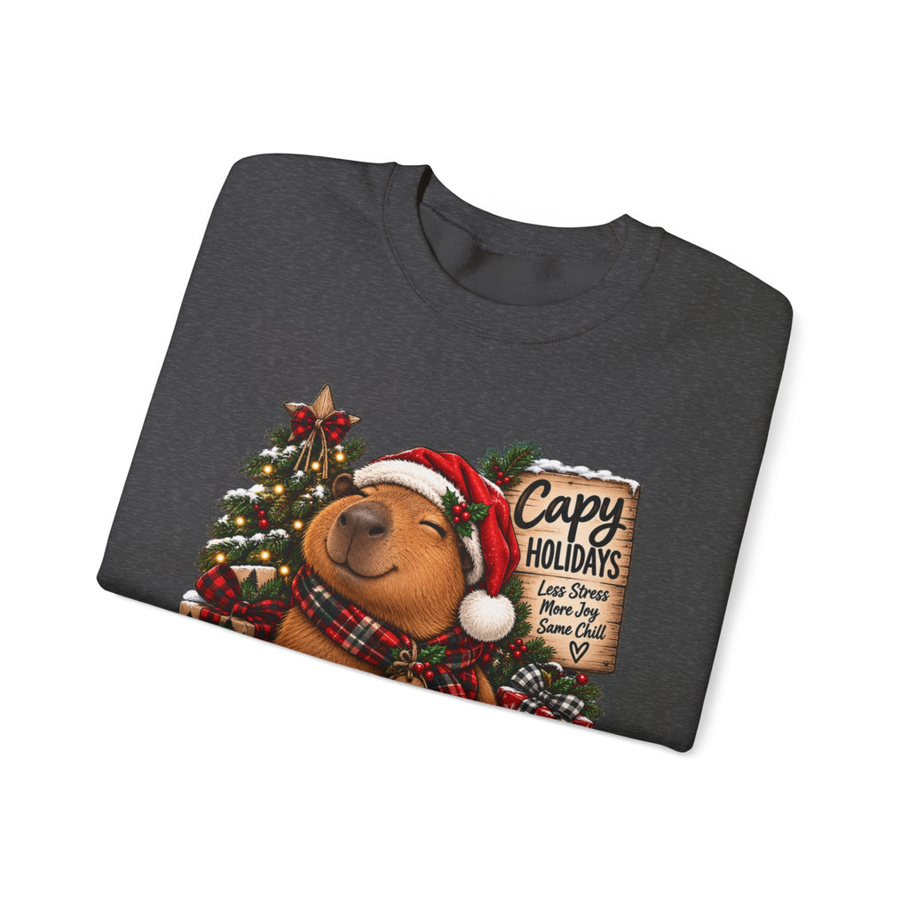 Cozy Capybara Christmas Sweatshirt — 'Capy Holidays' Holiday Crewneck