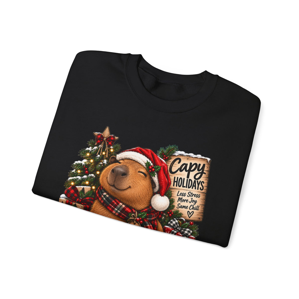 Cozy Capybara Christmas Sweatshirt — 'Capy Holidays' Holiday Crewneck