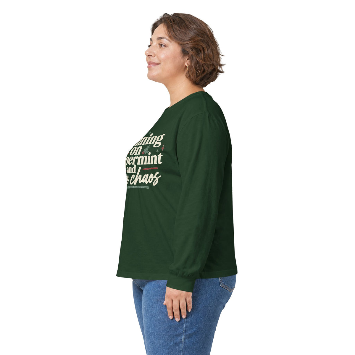 "Running on Peppermint and Pure Chaos" Retro Holiday Long sleeve Tee
