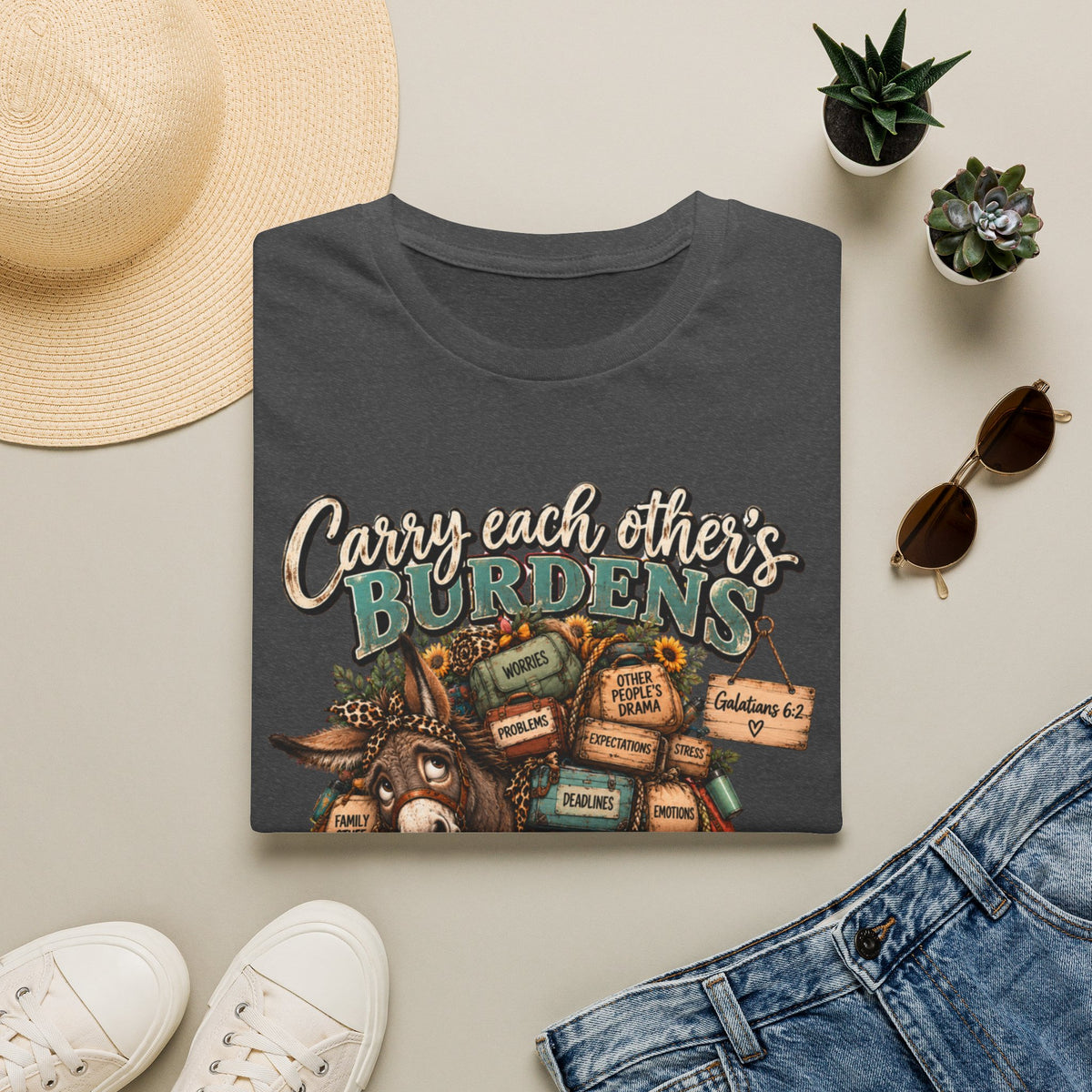 Carry Each Other's Burdens T-Shirt — Christian Encouragement Tee (Galatians 6:2)
