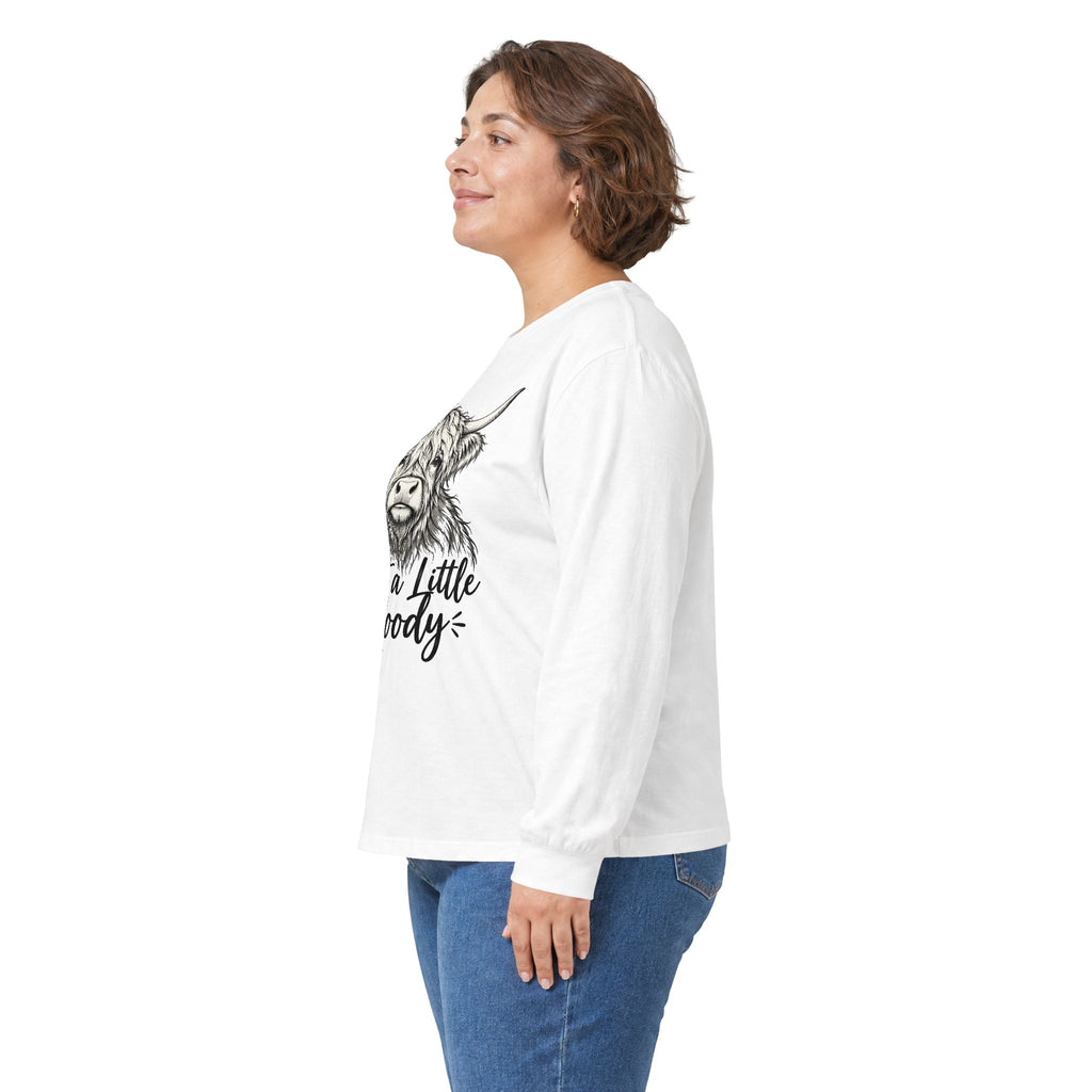 Just a Little Moody Highland Cow Long Sleeve Tee
