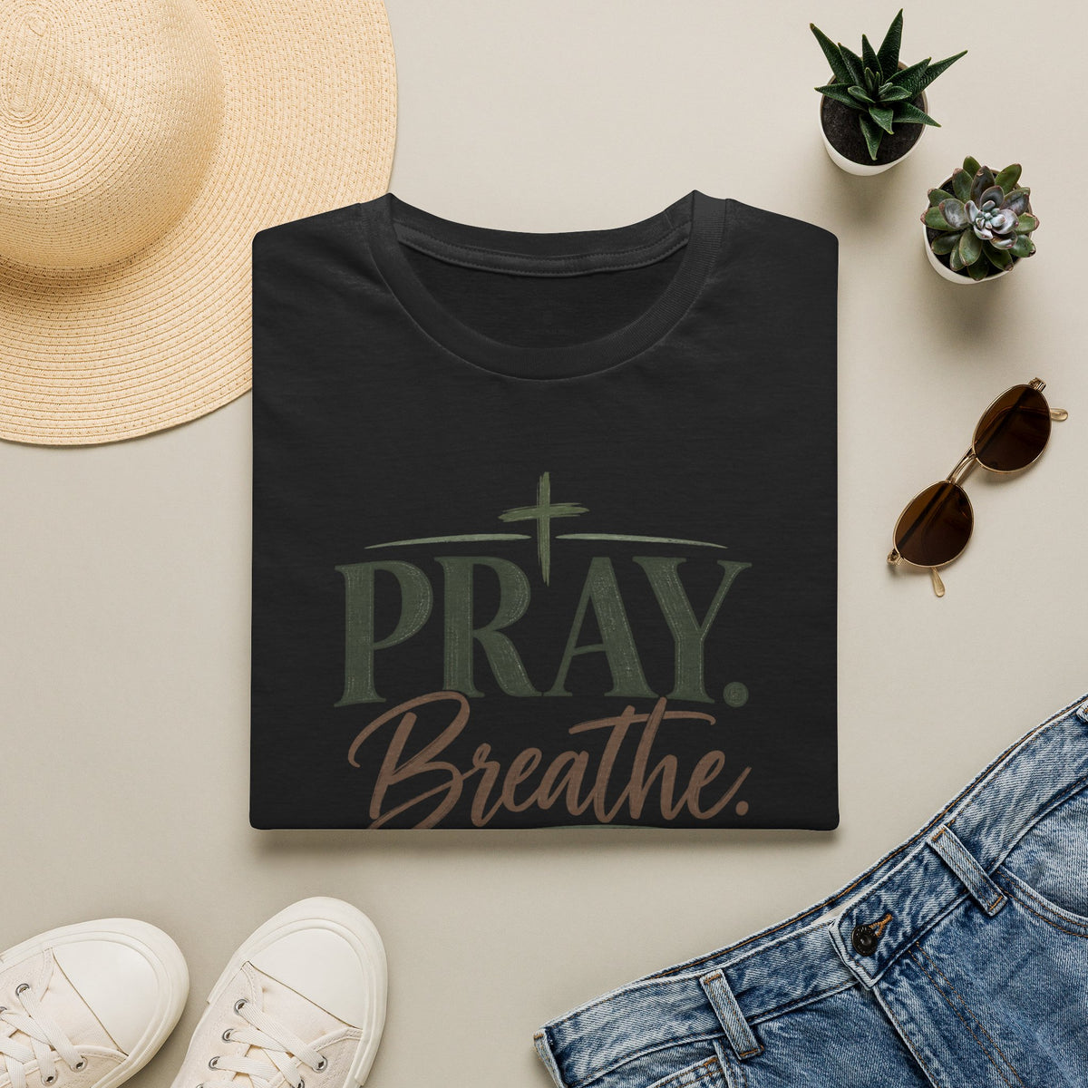 Pray. Breathe. T-Shirt — Inspirational Christian Faith Tee
