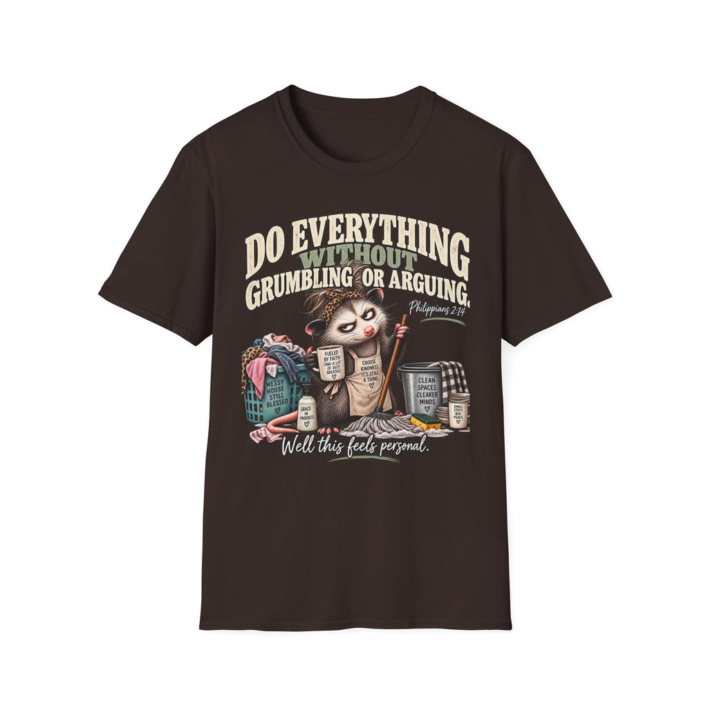 Do Everything Without Grumbling T-Shirt – Funny Christian Sloth Faith Tee (Philippians 2:14)