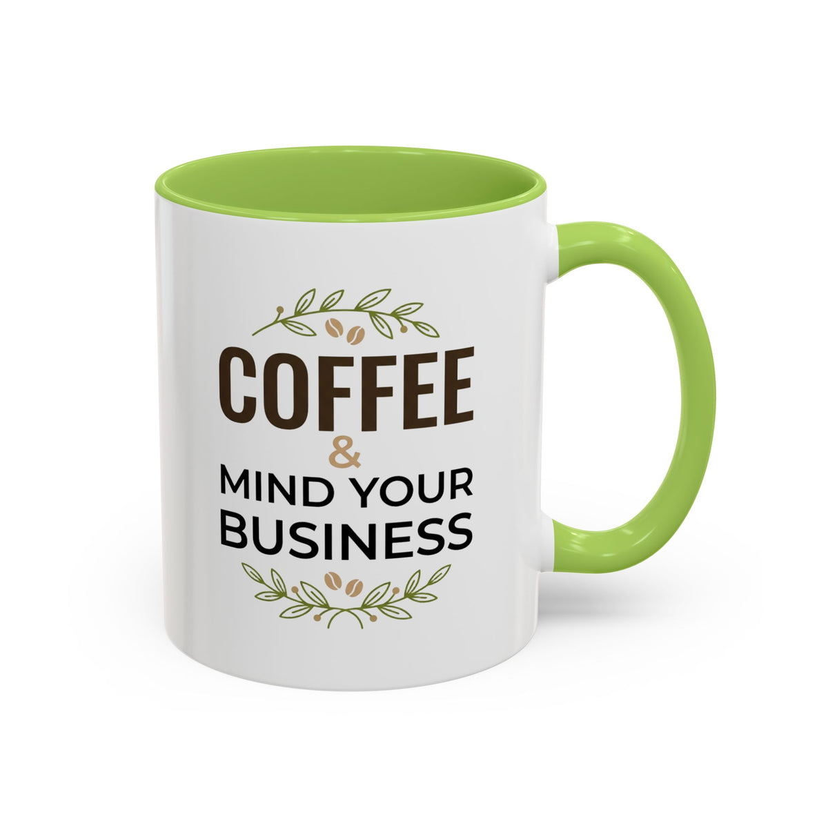 Coffee Mug — "Coffee & Mind Your Business" Accent Ceramic Mug (11/15 oz)