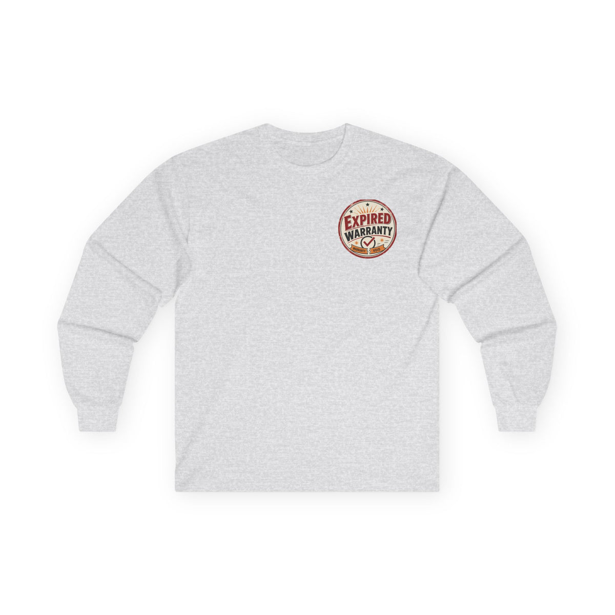 Expired Warranty Long Sleeve Tee — "Expired Warranty Still Runs on Attitude" Vintage Graphic
