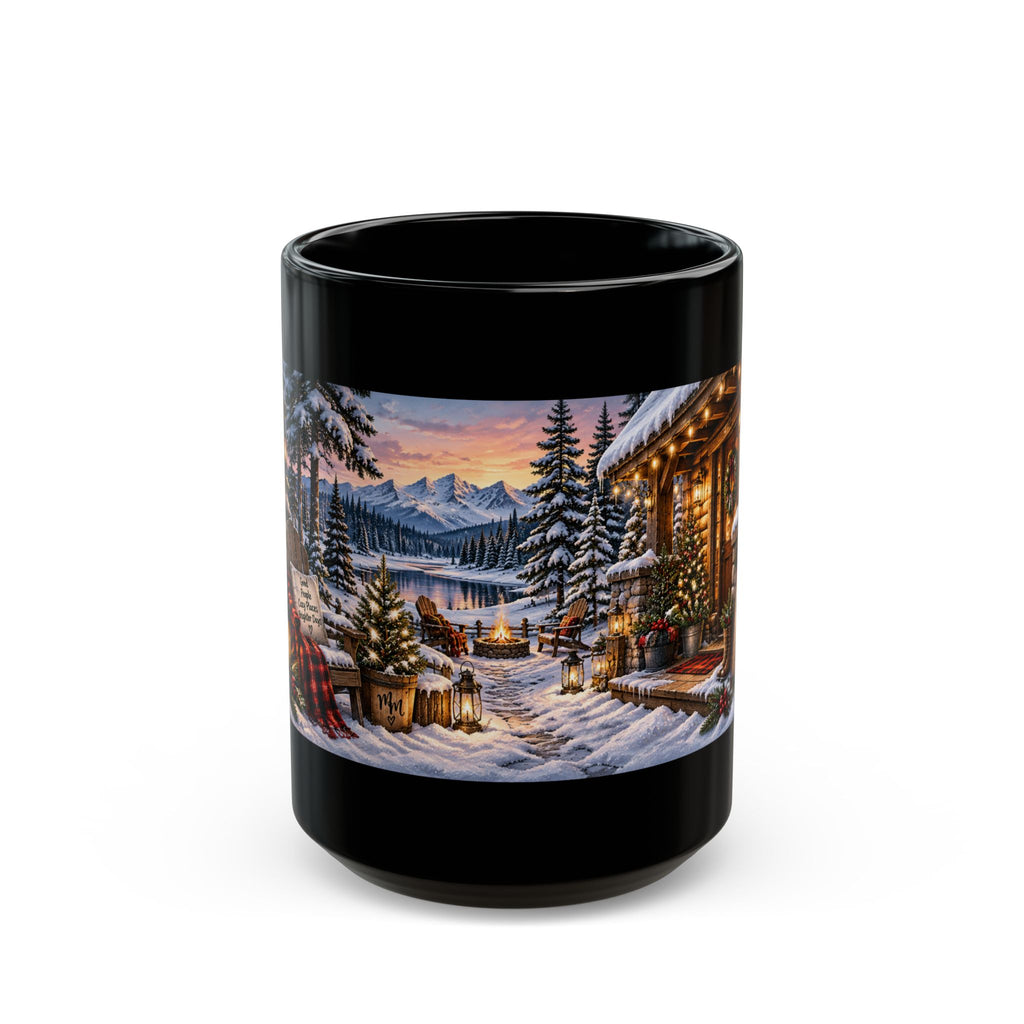 Christmas Cabin Winter Scene Mug — Cozy Holiday Coffee Cup (11oz/15oz)