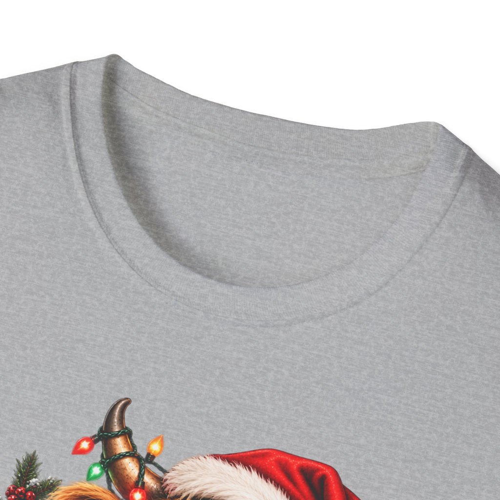 Christmas Highland Cow T-Shirt — "Probably on the Naughty List" Holiday Tee