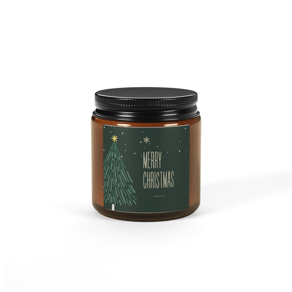 Christmas Soy Candle — Merry Christmas Amber Jar (Holiday Scented Gift)