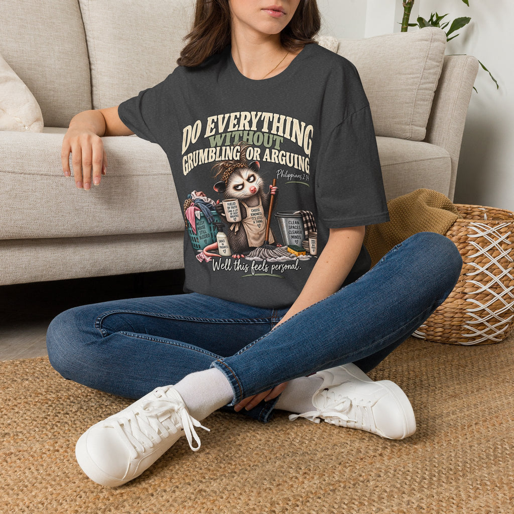 Do Everything Without Grumbling T-Shirt – Funny Christian Sloth Faith Tee (Philippians 2:14)