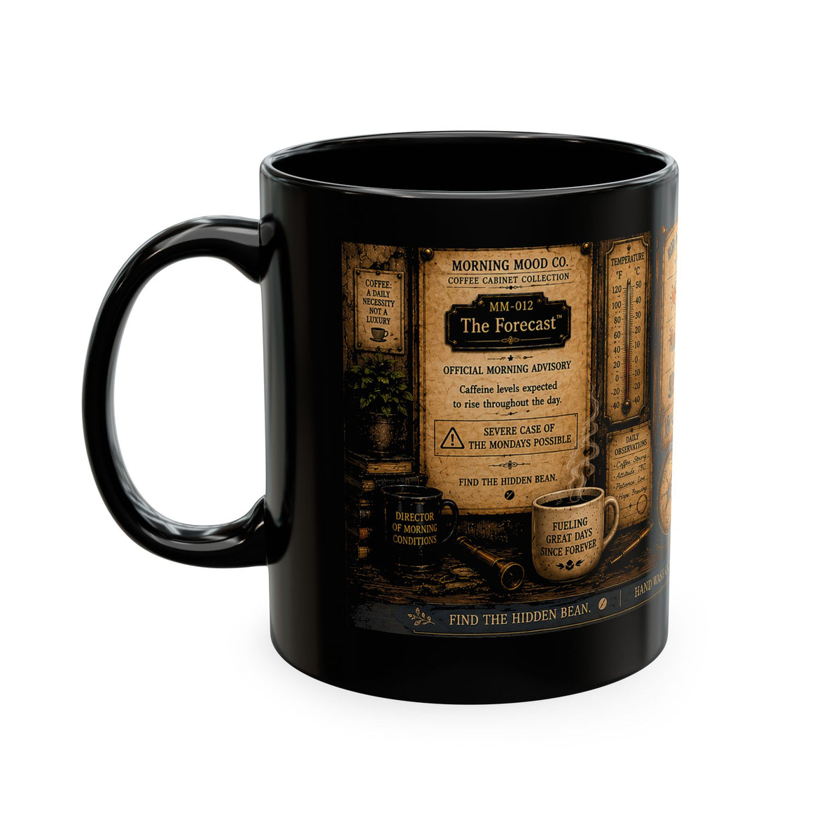 Vintage Coffee Forecast Ceramic Mug — 100% Chance of Coffee Design