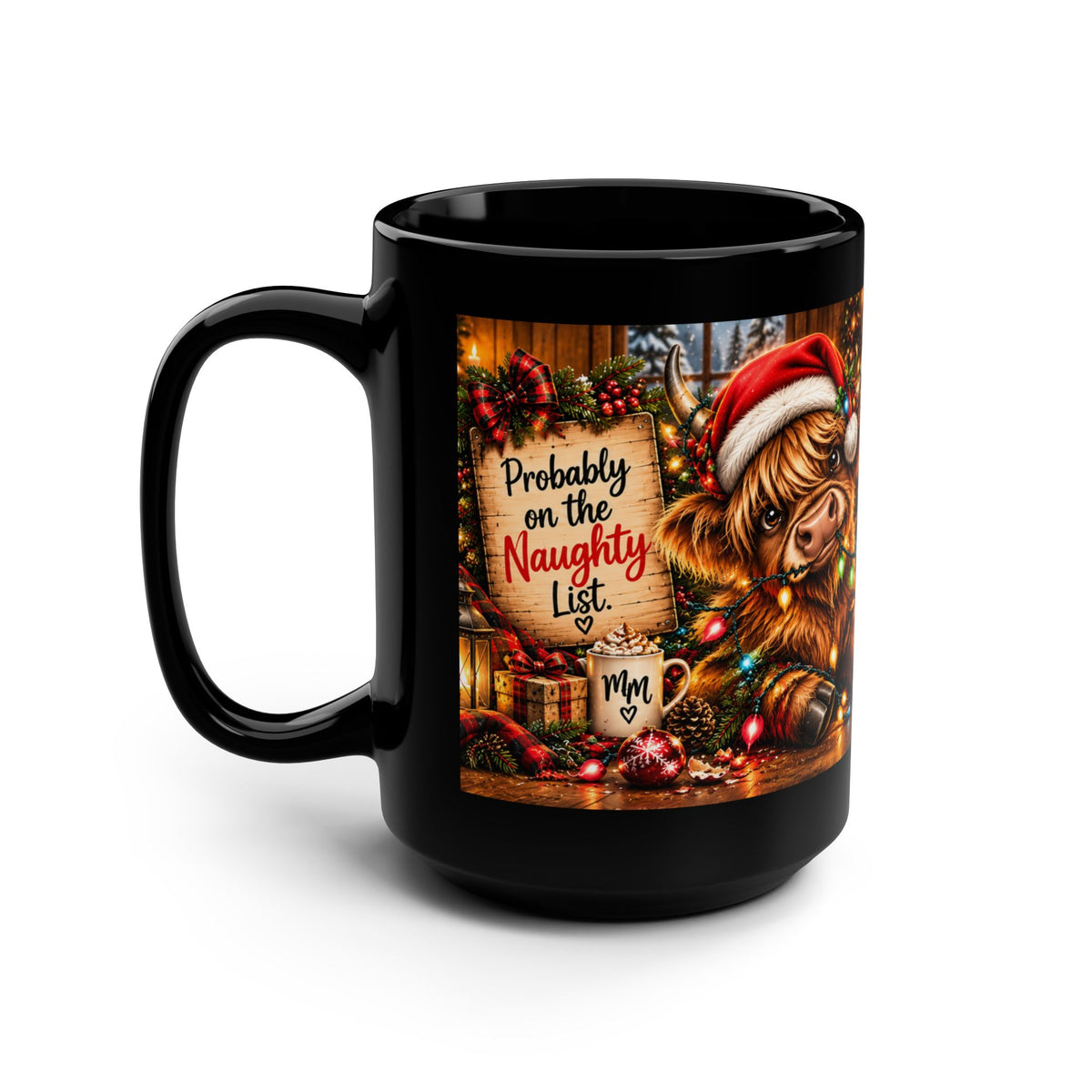 Probably on the Naughty List Black Mug, 15oz