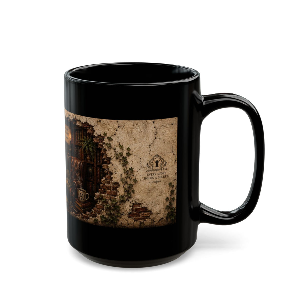 Hidden Library Never to Many Books Black Mug (11oz, 15oz)
