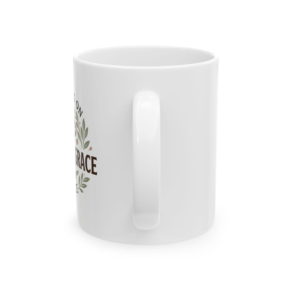 Coffee Mug - "Running on Coffee and Chaos" Ceramic Tea Cup, Funny Gift for Coffee Lovers