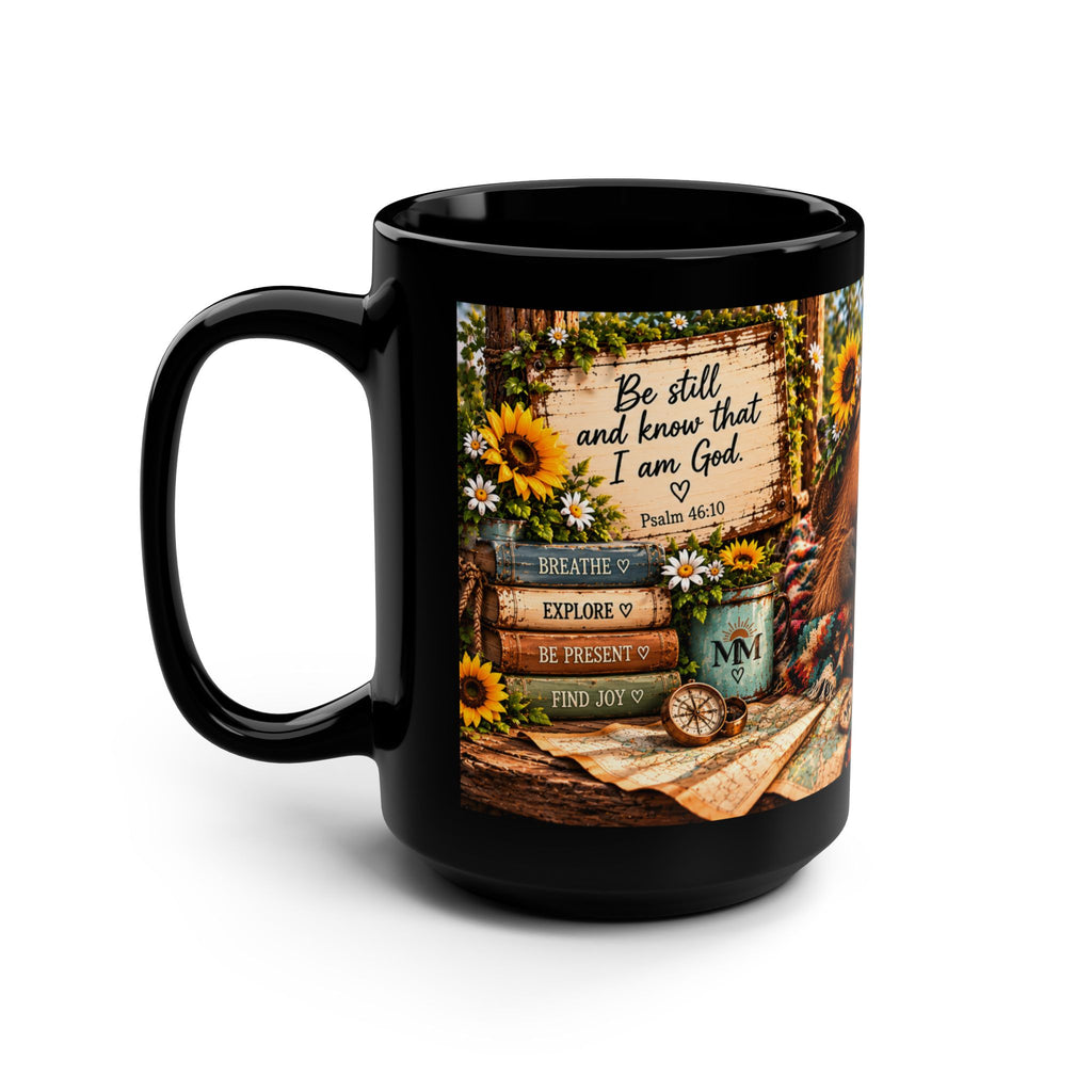 Be Still and Know Capy Black Mug, 15oz