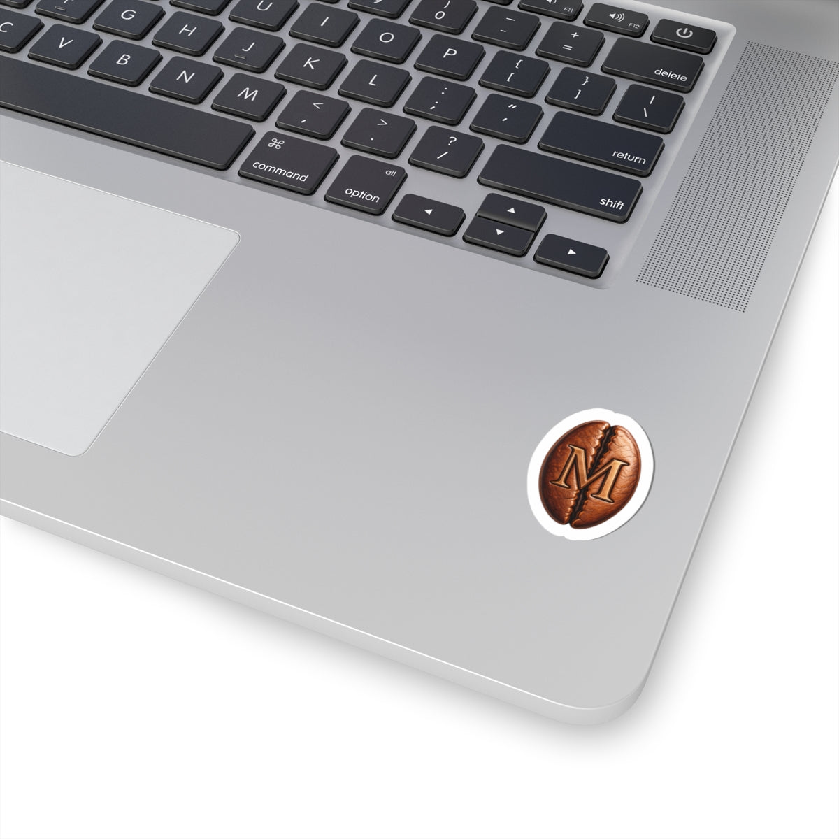 Coffee Bean Monogram Sticker – Personalized 'M' Laptop Decal