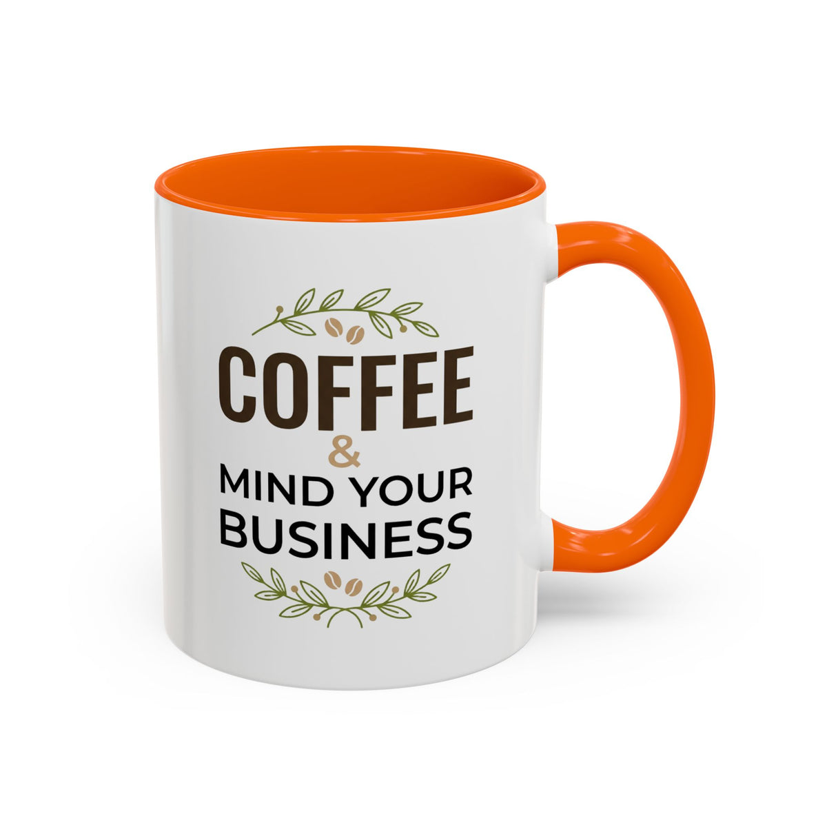 Coffee Mug — "Coffee & Mind Your Business" Accent Ceramic Mug (11/15 oz)