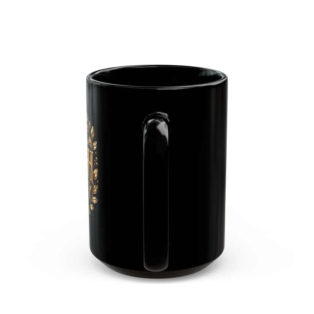 Basic Bitch Energy Mug — Funny Gold Script Black Coffee Cup (11oz, 15oz)