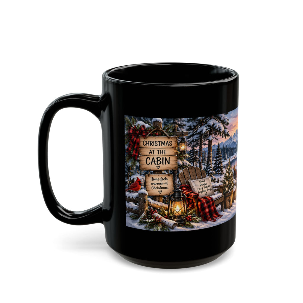 Christmas Cabin Winter Scene Mug — Cozy Holiday Coffee Cup (11oz/15oz)