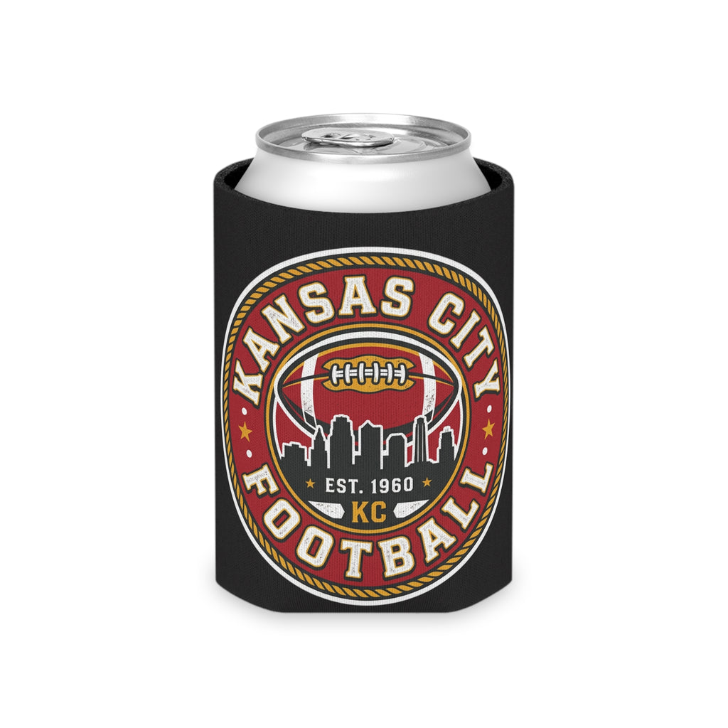Kansas City Football Can Cooler – Retro KC Skyline Badge