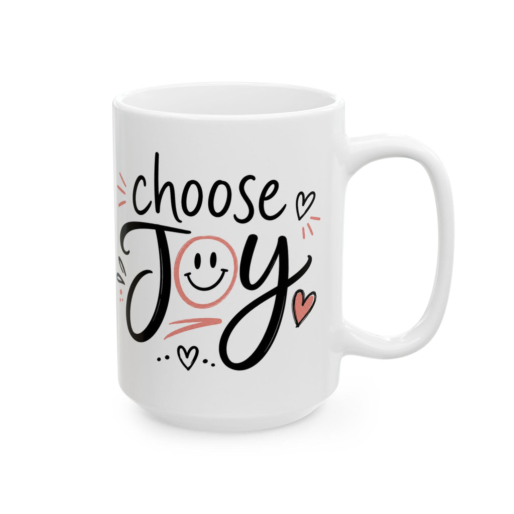 Cheers, Joy Ceramic Mug – Cute Handlettered Coffee Cup (11oz & 15oz)